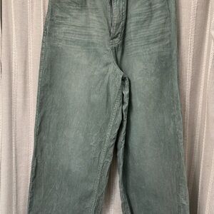 Women’s Wide Leg Scuffers Corduroy Pants - Green